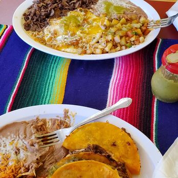 Mi Hacienda Durango - Huevos Rancheros and asada, Quesabirria tacos with rice and beans 10/10 - Mexican Near Me - Hesperia, California