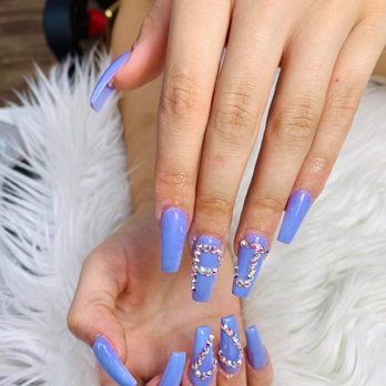 Tiffanie Nails & Facial - Powder color with diamonds - Nail Salons Near Me - Katy, Texas Tiffanie Nails & Facial - Powder color with diamonds - Nail Salons Near Me - Katy, Texas