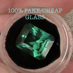 The fake "gem" sold by Little Tibet as a "tsavorite / green garnet"
