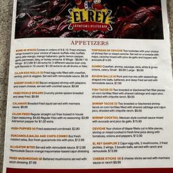 El Rey Crawfish & Oyster Bar - Menu