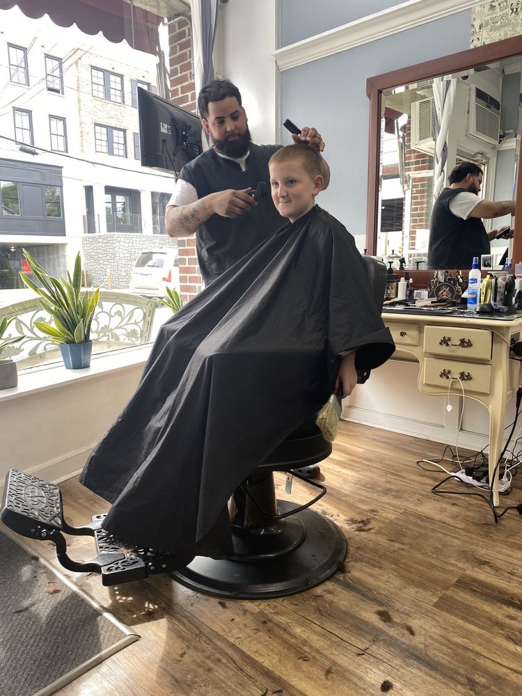 River Three Barber Shop Logo