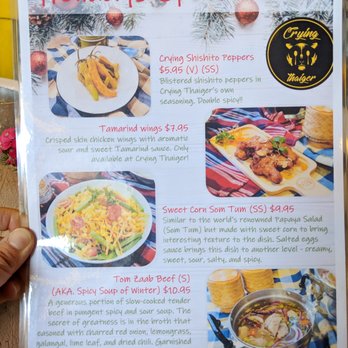 Crying Thaiger - Menu at Crying Thaiger 2/2019 - Thai Near Me - Malden, Massachusetts Crying Thaiger - Menu at Crying Thaiger 2/2019 - Thai Near Me - Malden, Massachusetts