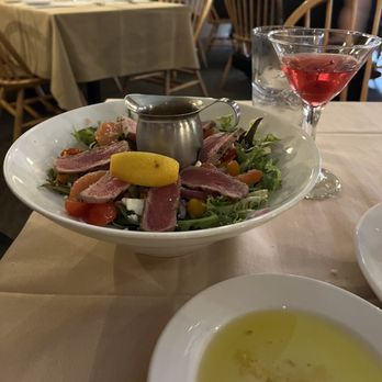 Fried Green Tomatoes - Ahi tuna salad and Persimmon Elderflower martini - Steakhouses Near Me - Galena, Illinois