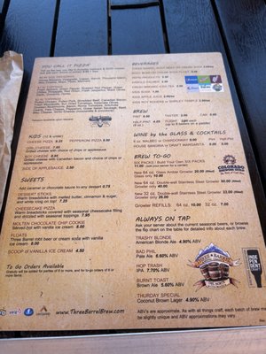 Menu photo 1 Three Barrel Brewing Company Del Norte, CO