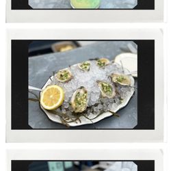 From top to bottom: Permanent Vacation (cocktail), Oysters Champagne, Caviar Hash Brown