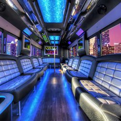 Limo To Go - Silver F550 Party Limo Bus interior
