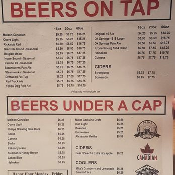 Juniors Pub and Grill - a menu for beers on tap - Pubs Near Me - Vancouver, British Columbia