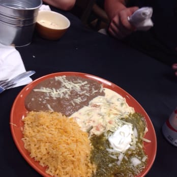 La Villa Mexican Grill - Chicken enchiladas with two sauces. Yum - Mexican Near Me - Valrico, Florida