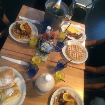 Brownstone Pancake Factory - 2 orders of chicken & waffles, regular waffle & original pancake wrap - Breakfast & Brunch Near Me - Edgewater, New Jersey