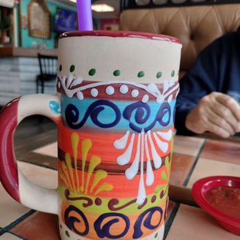 Fiesta Bamba - Nearly a quart of horchata: Rice milk with cinnamon and sugar and vanilla over ice cubes.  It's like a beer stein! - Mexican Near Me - Arcade, New York