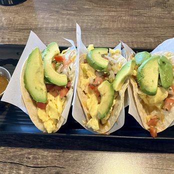 Marios Early Toast - Breakfast Tacos with Avocado (instead of bacon) - Breakfast & Brunch Near Me - Roseville, California Marios Early Toast - Breakfast Tacos with Avocado (instead of bacon) - Breakfast & Brunch Near Me - Roseville, California