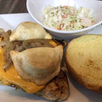DeBlaze at 131 - Pittsburgh pierogie chicken burger with coleslaw. - Steakhouses Near Me - Carnegie, Pennsylvania