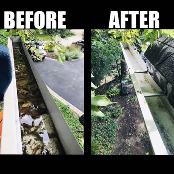 Brothers Window Cleaning - Gutter Cleaning results. #clogged #guttercleaning #before&after #results - Window Washing Near Me