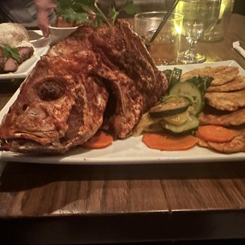 Coco Bistro Kitchen & Lounge - Caribbean Red Snapper with tostones and Vegetables - Cuban Near Me - Smithtown, New York