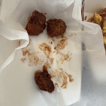 Charleys Cheesesteaks - BBQ 10 PC BONELESS WINGS AND FRIES the sauce marks where chicken was literally wont come back - Sandwiches Near Me - Bakersfield, California