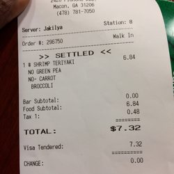 American Wings and Deli - Receipt