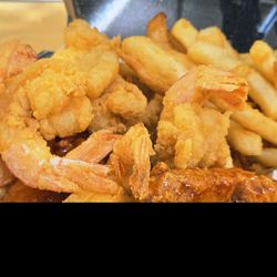 Starvin Like Marvin - 10 shrimp, 10 wings Hot Honey and Cajun Ranch, fries