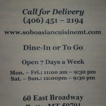Soho Asian Cuisine - Information - Asian Fusion Near Me - Butte, Montana Soho Asian Cuisine - Information - Asian Fusion Near Me - Butte, Montana