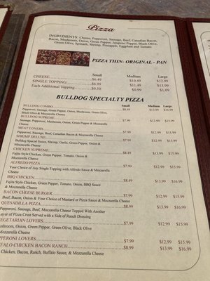 Menu photo 2 Bulldog Pizza Etc Jefferson, TX