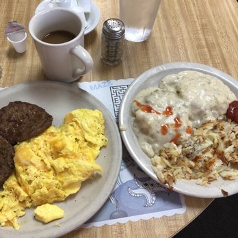Just Judy's - Hashbrowns, biscuits and gravy, scambled eggs, sausage patties.  Aka a HUGE bfast - Breakfast & Brunch Near Me - Indianapolis, Indiana