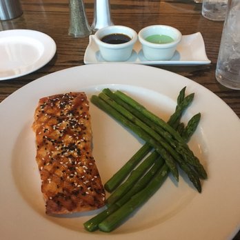 Whiskey Creek - Salmon with asparagus. It comes with mashed potatoes and gravy, but I opted out and ordered extra asparagus. - Steakhouses Near Me - Bishop, California Whiskey Creek - Salmon with asparagus. It comes with mashed potatoes and gravy, but I opted out and ordered extra asparagus. - Steakhouses Near Me - Bishop, California