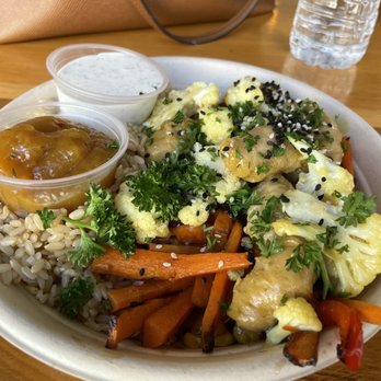 Higher Taste, Plant-Based - orange chick'n bowl :) - Vegan Near Me - Long Beach, California Higher Taste, Plant-Based - orange chick'n bowl :) - Vegan Near Me - Long Beach, California