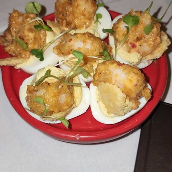 Steak 44 - Deviled eggs with spicy shrimp - Steakhouses Near Me - Phoenix, Arizona Steak 44 - Deviled eggs with spicy shrimp - Steakhouses Near Me - Phoenix, Arizona