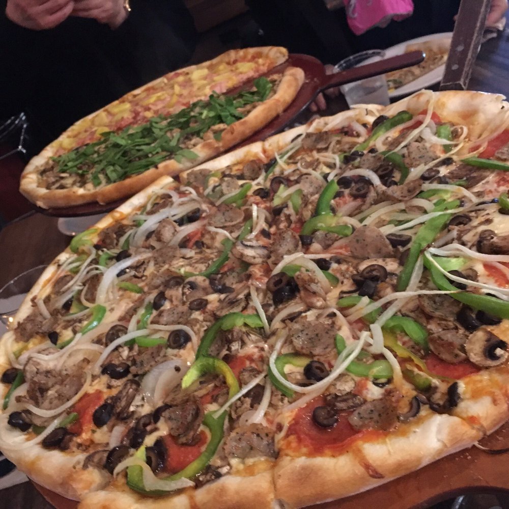 Pagliacci Pizza - Large Brooklyn Bridge, Large Spinach&Chicken(Fav!) / Hawaiian - Pizza Near Me - Bellevue, Washington Pagliacci Pizza - Large Brooklyn Bridge, Large Spinach&Chicken(Fav!) / Hawaiian - Pizza Near Me - Bellevue, Washington