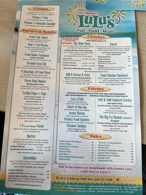 Menu photo 1 LuLu's North Myrtle Beach North Myrtle Beach, SC Menu photo 1 LuLu's North Myrtle Beach North Myrtle Beach, SC