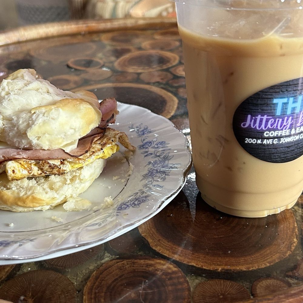 biscuit sandwich and cold brew