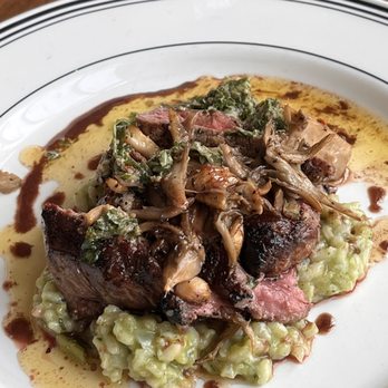 Dog & the Bank - Sliced filet mignon with mushroom risotto - Cocktail Bars Near Me - Plainwell, Michigan