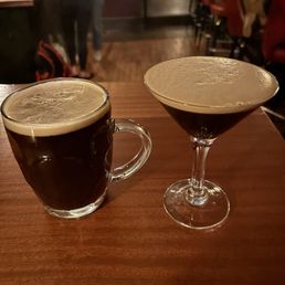 beer and an espresso martini beer and an espresso martini