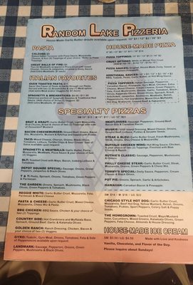 Menu photo 5 Random Lake Pizzeria Random Lake, WI