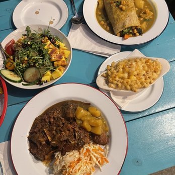 Stella's - Curry Goat, Vegetable Roti, Mac n' Cheese, Arugula Mango Salad - Caribbean Near Me - Brooklyn, New York