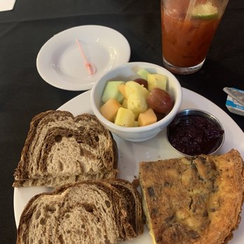 Copper Mug Bar And Grille - Mushroom and Swiss quiche with marble rye, homemade blueberry jam and fresh fruit. - American Near Me - Loudonville, Ohio Copper Mug Bar And Grille - Mushroom and Swiss quiche with marble rye, homemade blueberry jam and fresh fruit. - American Near Me - Loudonville, Ohio