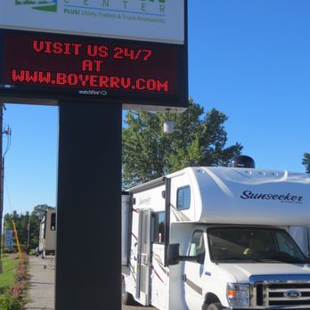 Boyer RV Center - Our sign showing promotions and information 24/7! - RV Dealers Near Me - Erie, Pennsylvania Boyer RV Center - Our sign showing promotions and information 24/7! - RV Dealers Near Me - Erie, Pennsylvania