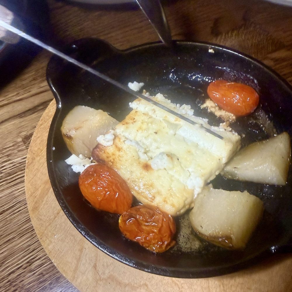 Lokanta Grill & Bar - Flaming cheese with pear and tomatoes - Mediterranean Near Me - Pleasanton, California Lokanta Grill & Bar - Flaming cheese with pear and tomatoes - Mediterranean Near Me - Pleasanton, California