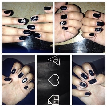 Pink Lemon Park Nail Studio - The bottom center picture is the band logo I based my design off of. Kelly did a great job and was very kind and hardworking! - Nail Salons Near Me - New York, New York Pink Lemon Park Nail Studio - The bottom center picture is the band logo I based my design off of. Kelly did a great job and was very kind and hardworking! - Nail Salons Near Me - New York, New York