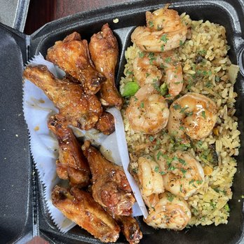 Hungry AF - Shrimp Hibachi rice and Honey garlic and lemon pepper - Chicken Wings Near Me - Decatur, Georgia