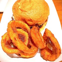 Bistro 52 - Mushroom burger and onion rings