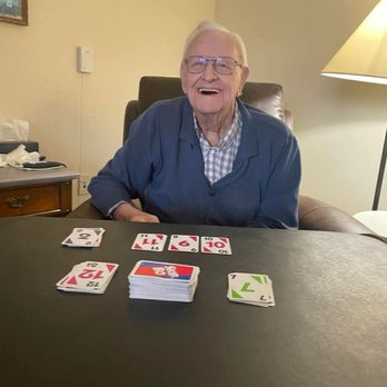 Willow Springs Assisted Living - Grandpa laughing cause he knows he's winning a game of SKIPBO! - Assisted Living Facilities Near Me - Spring Hill, Tennessee Willow Springs Assisted Living - Grandpa laughing cause he knows he's winning a game of SKIPBO! - Assisted Living Facilities Near Me - Spring Hill, Tennessee