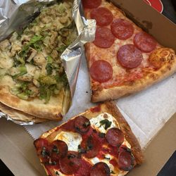 Cesar salad slice Pepperoni slice Pepperoni grandma slice