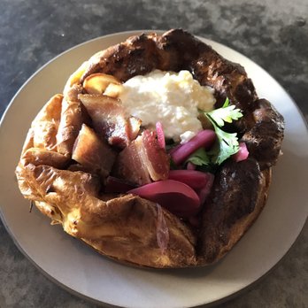 Outerlands - Savory Dutch Pancake Baked in a Cast Iron Pan - bacon, pickled onion, parsley (add ricotta) - New American Near Me - San Francisco, California