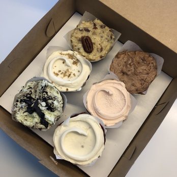 Baked & Wired - (clockwise) Texas Sheetcake, Strawberry, Red Velvet, Phat Mint Oreo, Carrot, and German Chocolate cupcakes - Bakeries Near Me - Washington, DC, District of Columbia