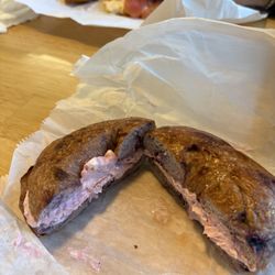 Bagel Bar - Blueberry Cream Cheese on Blueberry bagel
