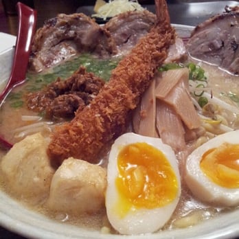 Ramen Misoya - Ramen topped with a perfectly cooked egg, shrimp tempura and pork - Ramen Near Me - Mount Prospect, Illinois Ramen Misoya - Ramen topped with a perfectly cooked egg, shrimp tempura and pork - Ramen Near Me - Mount Prospect, Illinois
