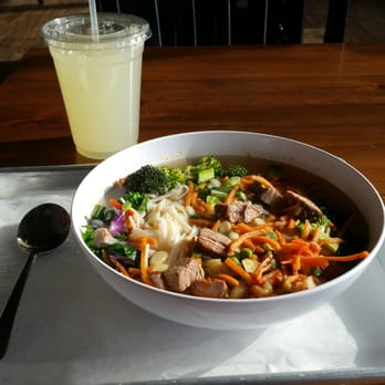 CoreLife Eatery - Spicy ginger steak bone broth with rice noodles and fresh lemonade - Salad Near Me - Syracuse, New York