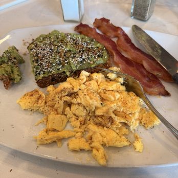 Broken Yolk Cafe - Avocado Toast Avocado Toast Applewood Bacon 2 Eggs - American Near Me - Las Vegas, Nevada