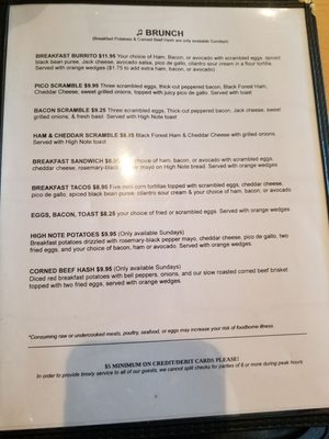Menu photo 7 High Note Boise, ID