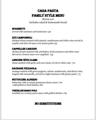 Menu photo 6 Casa Pasta Helotes, TX